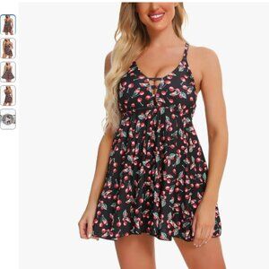 NWOT CHERRY Print Swim Dress